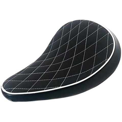 Genuine Leather Black Diamond SOLO Spring Seat HARLEY DAVIDSON Softail Deluxe Slim Heritage Dyna Street Fat Bob Low Rider Wide Glide Sportster XL 883 1200 Iron Low Roadster BOBBER Ref Saddle 52000276 Cover