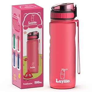 Luyiilo Kinder-Trinkflasche 0,5l, BPA-Frei, Fruchteinsatz, Spülmaschinenfest, perfekt für Schule, Kindergarten, Sport, Rosa