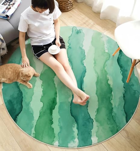Tapis rond lavable et antidérapant en microfibre douce bleu sarcelle