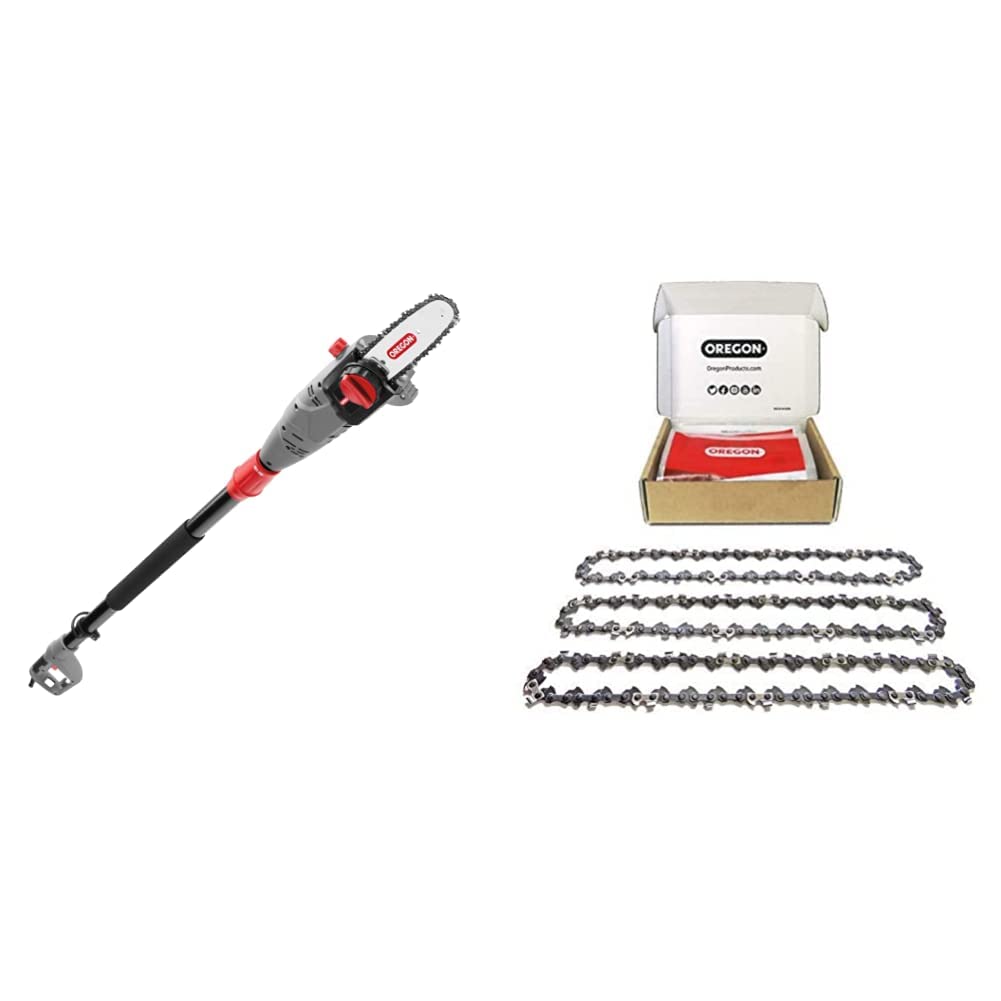 OREGON PS750 - Élagueuse sur Perche Télescopique 230V, Électrique et Filaire, Longue Portée & Lot de 3 Chaînes d'Élagueuse sur Perche pour Guide-Chaîne de 8" (20 cm), 33 Maillons d'Entraînement