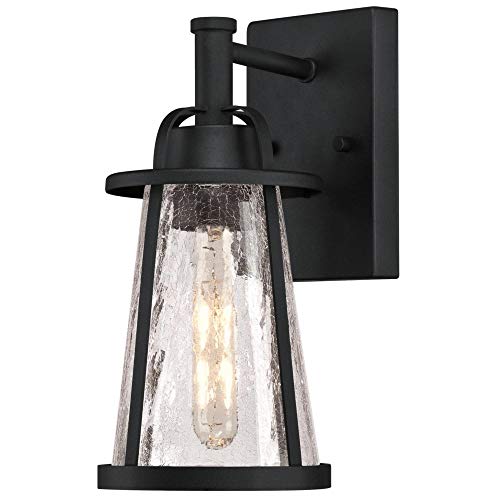 Flash Deals - 80% OFF Westinghouse Lighting 6373400 Jackson One-Light Outdoor Wall Lantern, Textured Black Finish with Clear Crackle Glass Porch Light