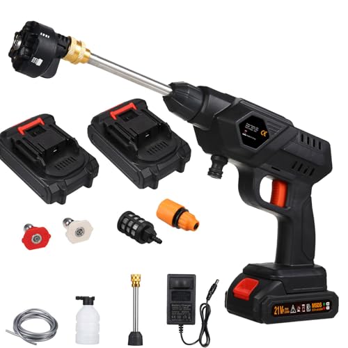 Cordless Pressure Washer, 60 Bar 6 in 1 nozzle Portable Pressure Washer with Battery and Charger 24...