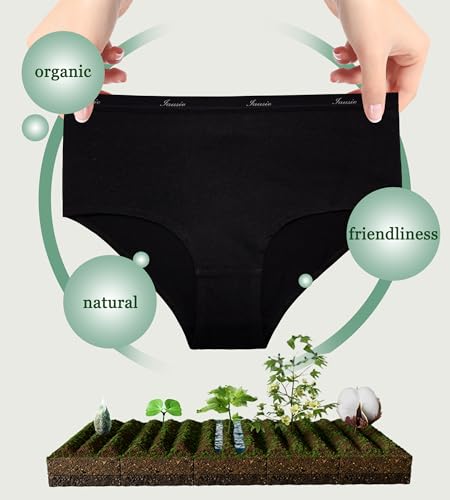 Womens Organic Cotton High Waisted Underwear for Women Ladies Soft Breathable Panties Comfort Briefs 5 Pack4