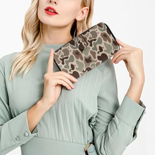Image of COEQINE Ladies Wallets Pink Leopard Heart Black Printed Leather Phone Long Clutch Purses Check Coin Change Holder