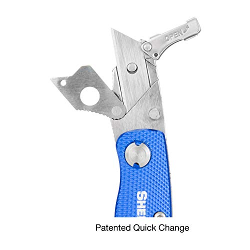 Image of Sheffield Mini Box Cutter, Mini Utility Knife Aluminum Handle, Accepts Mini Utility Blades, Keychain Knife for Home, Office, Trades, and Warehouse