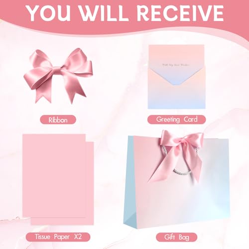 Image of JMANNI Mothers Day Gift Bags, Gift Bags with Ribbon, Portable Paper Gift Bag, for Any Occasion, Including Valentines Day Baby Shower Birthday Party Wedding Mothers Day(LP11-DLS08-L