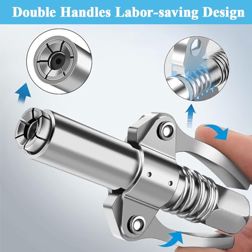 Image of STHIRA Grease Gun Coupler, 6-Jaw Dual Handle, 1 /8 inch NPT, 10000 PSI