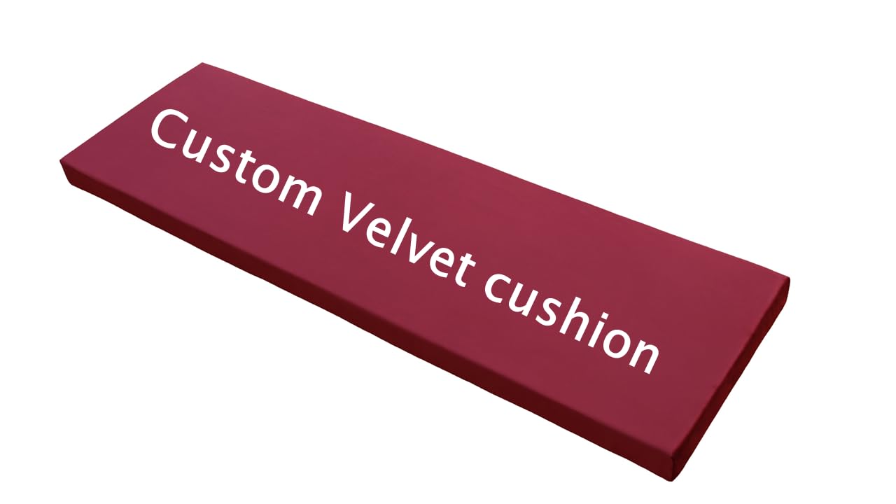 Ginsimar Velvet Indoor Bench Cushion Non Slip Soft Piano Seating Cushions Chair Pads Comfortable Rectangular Cushions for Shoe Cabinets Floating Windows Kitchens (Red ;24 X 72 X 2)