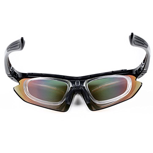 Anti Glare Scratch Black Frame Outdoor 5 Color Changeable Lenses Uv400 Polarized Sunglasses Glasses Complete Set + Carrying Case With Hook #TOP1