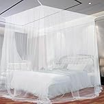 SUODAO Mosquito Net, 200*220*210cm White Mosquito Net for Bed Portable Bed Canopy for Single Double King Size Bed with fine mesh four poster bed canopy for Indoor Outdoor Traveling Camping (White)
