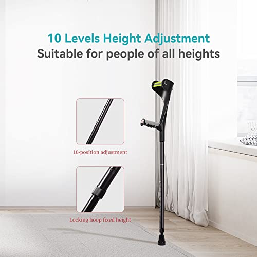 Forearm Crutches for Adults(1 Pair)，Adult Crutches Adjustable with Anti-Dorp Cuff，Aluminum Lightweight Arm Crutches Forearm for Adults，Foldable Muletas para Adultos，Crutch for Walking - Thumbnail 5