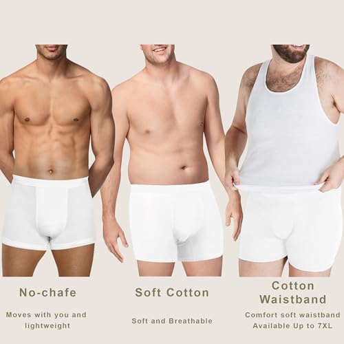 Image of Men's 100% Cotton High Waist Regular Fit Solid Boxer Briefs Innerwear Long Trunks Plus Size Full Underwear