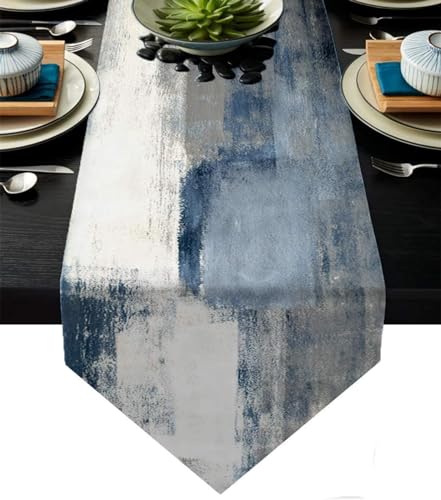 La mejor comparación de Caminos de mesa modernos - solo los mejores. 34 ZCHOMI - Camino de mesa de arte moderno abstracto azul de 13 x 72 pulgadas, decoración de mesa de cocina y comedor para interiores y exteriores, decoración de fiesta de...