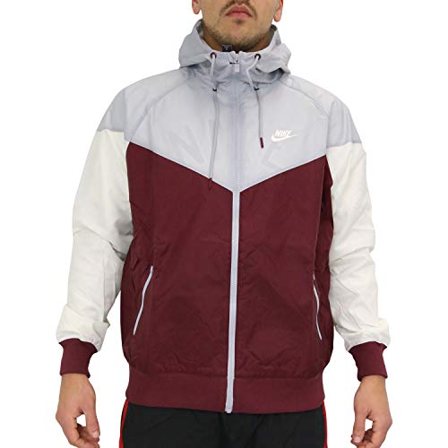 Polsini e orlo a costine Nike M NSW He WR Jkt HD, Giacca Sportiva Uomo, Night Maroon/Wolf Grey/Sail/Sa, 2XL