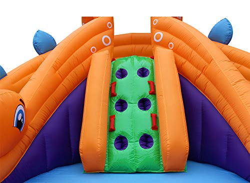 RETRO JUMP Dinosaur Inflatable Bouncer with Blower Dual Slides Water Park Climbing Wall & Splash Pool - Thumbnail 5