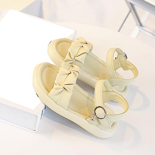 Summer New Solid Rubber Soft Sole Metal Buckle Children's Fashion Casual Flat Bottom Girls Sandals Size 3 Big Girls4