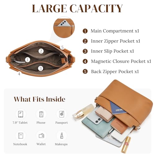 S-ZONE Crossbody Bags for Women Genuine Leather Purses Small Shoulder Bag Designer with Adjustable Strap4