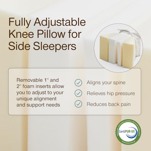 Image of Coop Home Goods Leg Support & Knee Pillow for Side Sleeper, Adjustable Soft Orthopedic Leg Pillow for Sleeping, Pregnancy, Sciatica, Back, Hip and Joint Support with Washable Cover
