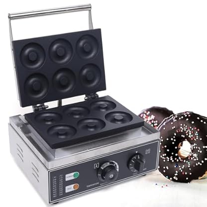 Donut Maker, 1400W Kommerziell Elektrische Donutmaker Mini Runde Geformte Donut Baker Antihaftbeschichtung für 6 Donuts, Time & Temp Control, 33 x 27 x 23cm – Bild 3