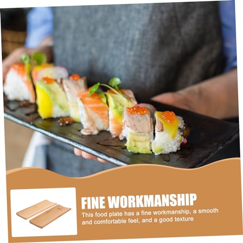 Set 3 platos sushi bambú natural rectangular miniatura 3