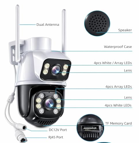 Image of IP66 8MP (5MP+5MP) Dual Lens 1080P UHD WiFi CCTV Camera for Indoor & Outdoor | Color Night Vision, AI Human /Motion Detection, SD /Cloud Storage, (Wall Premium)