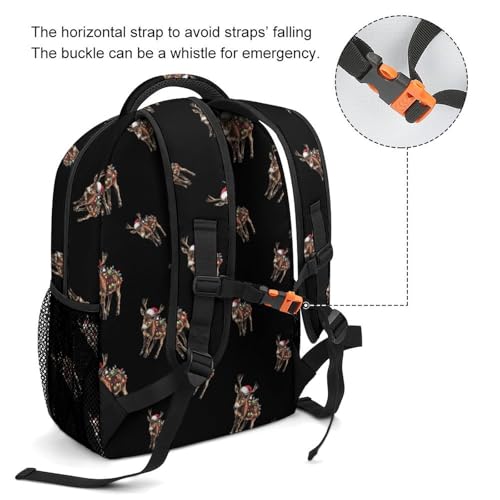 Donkey Christmas Reindeer Lights Funny Backpack Casual Daypack Lightweight Shoulders Bag for Men Women Cute Print3