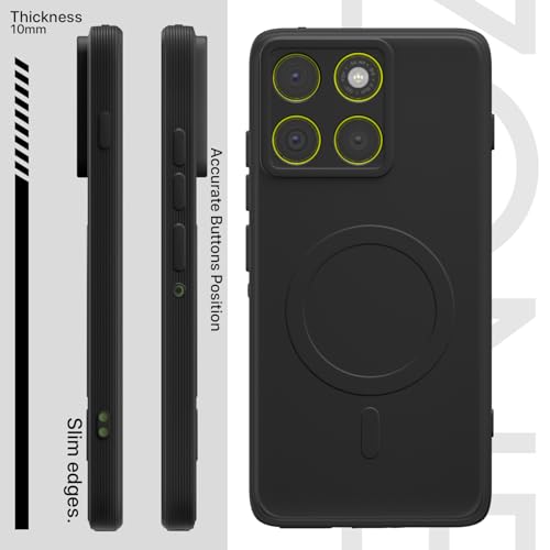 Image of Outlouders Back Cover for Motorola Moto Edge 70 5G Soft Matte Silicone Cover with Slim Fit | Mag-Safe Logo (Not Mag-Safe Compatible) | Shockproof | Camera Protection Bumper Case (Black)