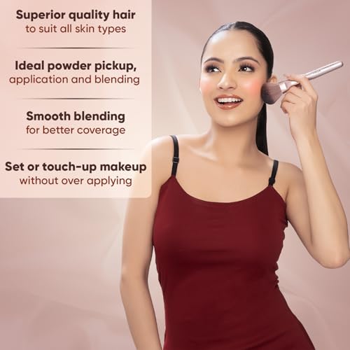 Image of VEGA Powder Brush with Soft Synthetic Hair, Rose Gold, Face Powder Brush, Face Makeup Brush, Small, MBN-20