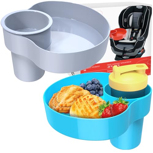 FIDOPOKK Car Seat Cup Holder for Kids - Kids Travel Tray with Snack Tray, CarSeats Snack Trays for Toddler, Car Cup Holder for Safety Seats, Fits Stroller & Booster (bluegray) by FIDOPOKK - Used condition - US$13.62