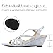 DOBOLIN Women's Wide Width Wedge Sandals Wedding Party Dress Sandals Elastic Strap Open Toe Low Heel Comfortable Casual Summer Shoes Silver Wide Size 8.5