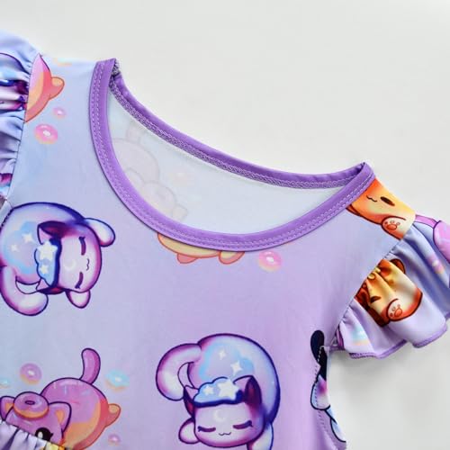 Girls Dress Graphic Cute Outfit Kids Ruffle Sleeve Dresses Birthday Gift4