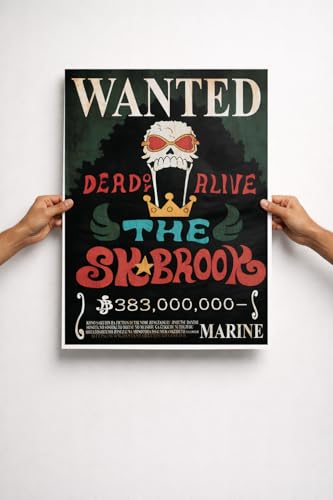Image of Bond Verse Brrook Wanted Poster - A3 Size Wall Art Prints (300 GSM Matte Finish) L-42CM X W-30CM | Soul King 0ne Pieece Anime Wall Art | Vintage Pirate Bounty Design | Premium Matte Anime Print | Otaku Room Decor | BOND VERSE