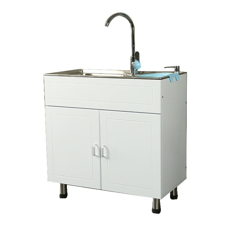 CSXSXAUO Gabinete de Fregadero de Cocina Comercial de un Solo Seno de Acero Inoxidable Independiente para Restaurante, Lavabo de preparación y Utilidad con Estante de Almacenamiento, lavade