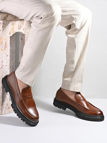 Image of MASSARI Premium Vegan Leather Upper Loafers for Men | Chunky Sole Formal Loafers