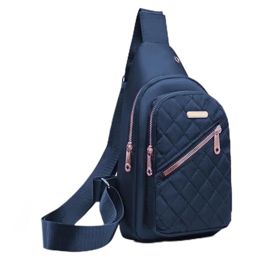 Mochila tiracolo feminina com alça e zíper para viagem ou uso diário, Blues