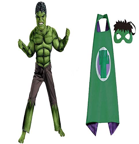 Image of Fancydresswale Boys Green Superhero Costume + Plastic Mask + Cape