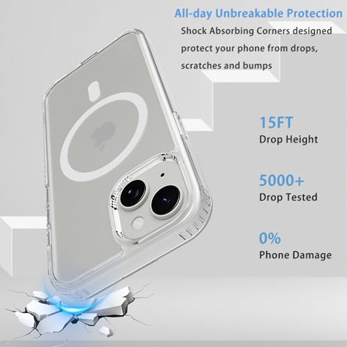 Image of Magnetic iPhone 14 /13 case,Compatible with Magsafe, Military-Grade Protection,Slim Translucent Matte Shockproof with Anti-Scratch Anti-Fingerprint Phone Cover (Transparent, iPhone 14 /13)