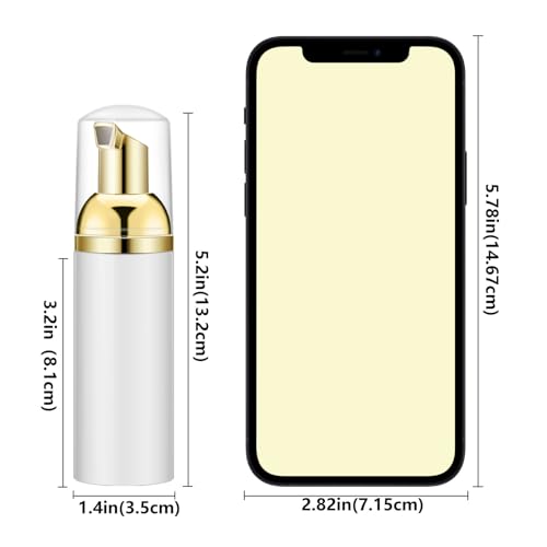 Image of 1.7Oz Foam Bottle with Gold Pump (6PCS).Empty Travel Foaming Dispensers for Soap,Shampoo (50ml,White)