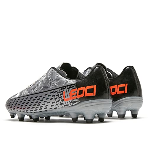 Leoci Soccer Cleats For Men's And Women's Outdoor Unisex Big Kids Boys Girls Football Shoes Firm Rugby Boots Silver Size 7, 6 #TOP2