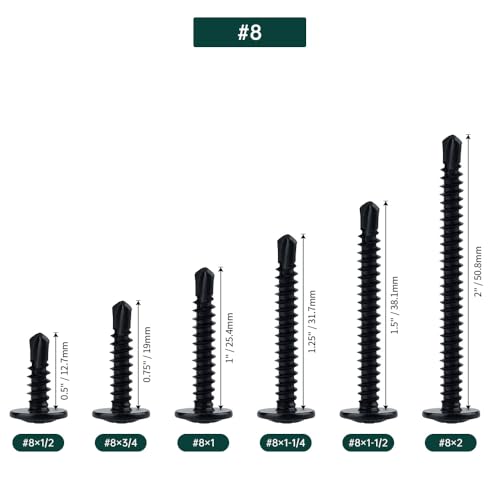 #8 x 3/4 pulg Tornillos Autoperforantes 100 pcs miniatura 3