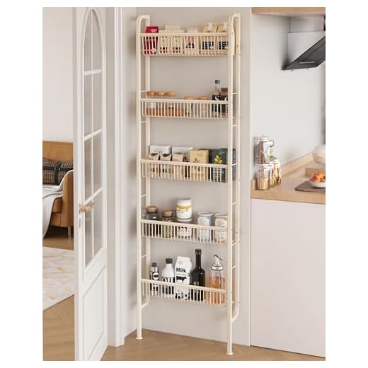 UMDONX Estante Estrecho para Baño, Estante de Pared para Cocina, Estante Escalera de 5 Niveles, Estante para Libros, Estante Multifuncional de Metal para Espacios Reducidos- Blanco