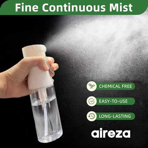 Continuous Spray Bottle – Patented Superior Ultra-Fine Mist Sprayer for Hair Styling, Plants & Cleaning, Durable 360° Leak-Proof BPA-Free Refillable Mister, White 300 ml / 10 oz2