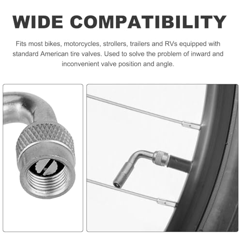 Image of Wevdn 6 PCS Valve Stem Extenders, 45 90 135 Degree Angled Automotive Tire Valve Extension Adaptor, Universal Valve Stem Extension for Car Motorcycle Scooter, Car Accessories (Silver)