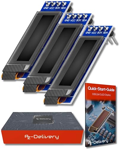 AZDelivery 3 x 0,91 Pulgadas OLED Display I2C SSD1306 Chip 128 x 32 Pixeles I2C Modulo Visualizacion de Pantalla con Caracteres Blancos Compatible con Arduino y Raspberry Pi con E Book Incluido!