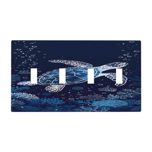 Placa de pared cuádruple de tortuga marina para renovar interruptores viejos 2