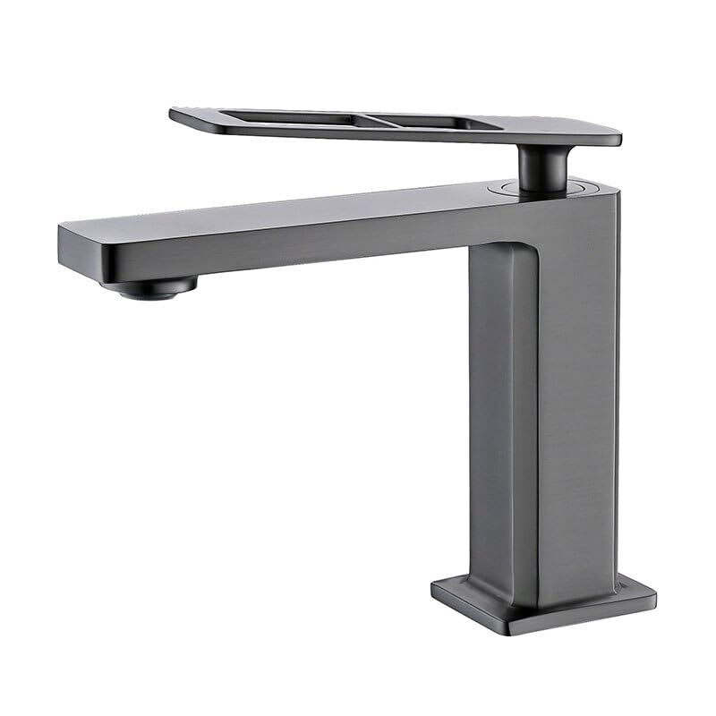 Robinet de lavabo de salle de bain gris mitigeur eau chaude froide sur pont monotrou