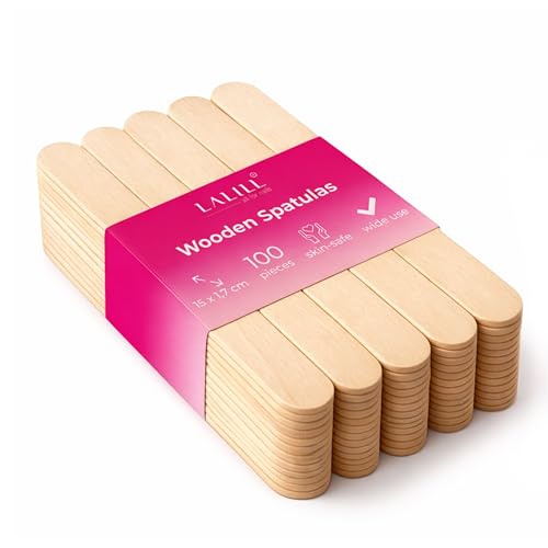 LALILL Holzspatel aus Birkenholz 100 Stück 15cm Länge Holzspachtel für Haarentfernung Auftragen Wachs Waxing Masken Holzstäbchen zum basteln Eisstäbchen Eisstiele Mundspatel Holz für Praxis