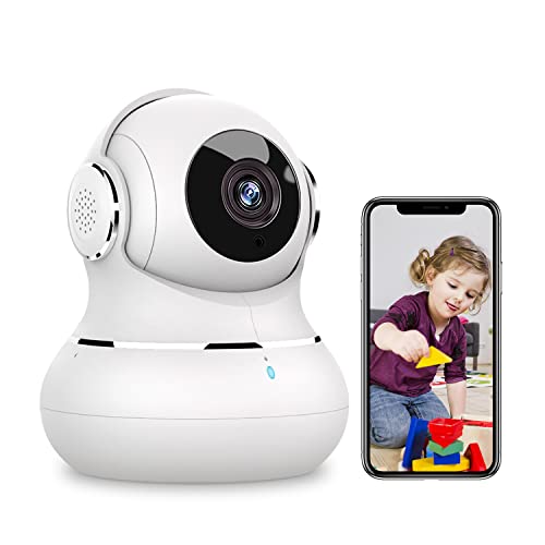 Image of [2022 New] Pet Camera, 1080P Indoor Security Camera, Home Camera with Phone App, 360 Degree WiFi Camera Wireless for Baby /Dog, IR Night Vision, Motion Detection, 2-Way Audio, Work with Alexa
