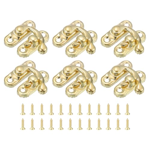 QUARKZMAN 6 Pcs Fermoir à Boucle Rétro, 23 x 26mm Mini Loquet à Bras Oscillant Loquet à Droite avec Vis pour Boîte à Bijoux Valise Boîte à Outils en...