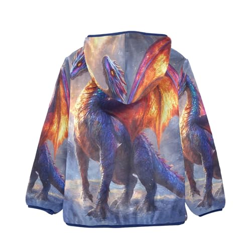 Fantasy Dragon Toddler Fleece Jacket Girl Boys Hooded Fleece Jacket Coat Warm Outwear Zip-up 3-10T2